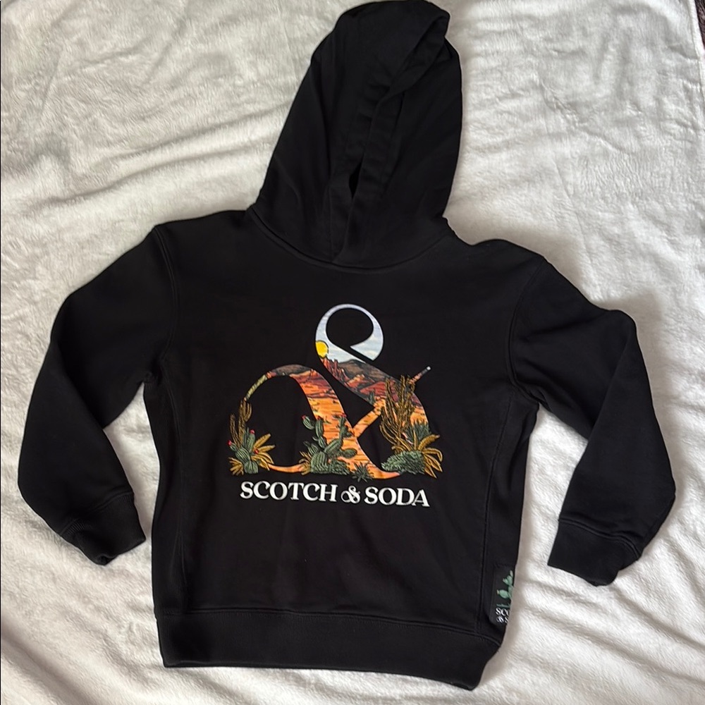 Scotch & Soda Black Graphic Hoodie Sweatshirt